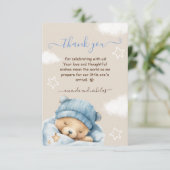 ブルーベアーオンザクラウドシャワー男の赤ちゃん サンキューカード (スタンド正面)