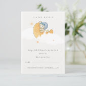 ブルーベアーオーバームーンボーイおむつラッフルベビーシャワー エンクロージャーカード (スタンド正面)