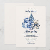 ブルーベアークリスマスベビーシャワー 招待状 (正面/裏面)