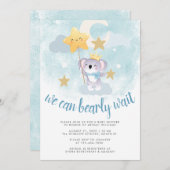 ブルーベアースター&スカイベビーシャワーを心待ちにする 招待状 (正面/裏面)