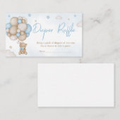 ブルーベアーバルーンベビーシャワーおむつラッフル エンクロージャーカード (正面/裏面)