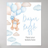ブルーベアーバルーンベビーシャワーおむつラッフル ポスター (正面)