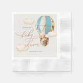 ブルーベアーバルーンベビーシャワーボーイ紙ナプキンス 縁ありカクテルナプキン (正面)