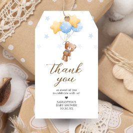 ブルーベアーバルーンベビーシャワーメッセージカード ギフトタグ
