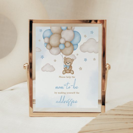 ブルーベアーバルーンベビーシャワー封筒ステーション ポスター
