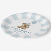 ブルーベアーバルーンベビーシャワー紙プレート ペーパープレート (アングル)