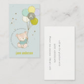 ブルーベアーバルーンモノグラムキッズプレイデイトコール 名刺 (正面/裏面)