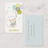 ブルーベアーバルーンモノグラムキッズプレイデイトコール 名刺 (正面/裏面)