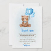 ブルーベアーバルーン誕生日写真サンキューカード 招待状 (正面)