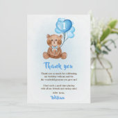 ブルーベアーバルーン誕生日写真サンキューカード 招待状 (スタンド正面)