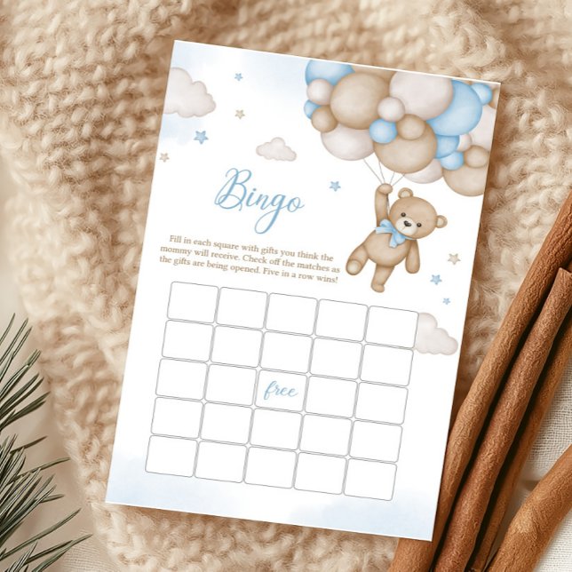 ブルーベアーバルーン赤ちゃんシャワービンゴゲーム (Blue Bear Baby Shower Bingo Game
)
