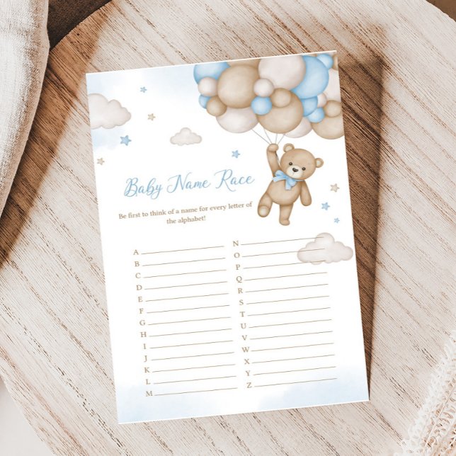ブルーベアーバルーン赤ちゃんシャワーベビー名レースゲーム (Blue Bear Baby Shower Baby Name Race Game)