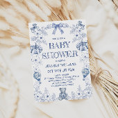 ブルーベアーパンプキントイレボーイベビーシャワー 招待状