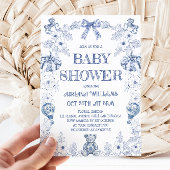 ブルーベアーパンプキントイレボーイベビーシャワー 招待状