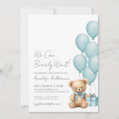 ブルーベアーベイビーシャワーを待つことができる 招待状 (正面)