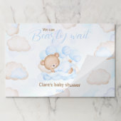 ブルーベアーベイビーシャワーティアウェイ紙ランチョンマット ペーパーパッド (折り畳み)