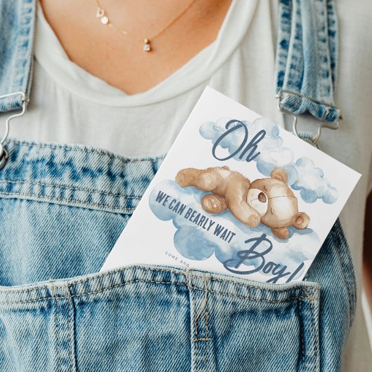 ブルーベアーベイビーシャワーボーイウォーター色テディクラウド 招待状