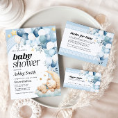 ブルーベアーベビーシャワー招待状 招待状