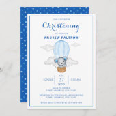 ブルーベアーホットエアバルーンボーイ《キリスト教》洗礼式や命名式 招待状 (正面/裏面)