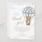 ブルーベアーホットエアバルーン男の子たち1st誕生日 サンキューカード (正面)