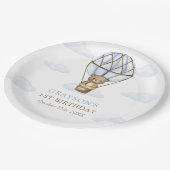 ブルーベアーホットエアバルーン男の子たち1st誕生日 ペーパープレート (アングル)