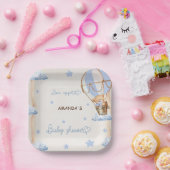 ブルーベアーホットエアバルーン赤ちゃんシャワー素朴 ペーパープレート (パーティー)