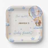 ブルーベアーホットエアバルーン赤ちゃんシャワー素朴 ペーパープレート (正面)