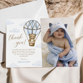 ブルーベア熱気球ボーイズ1stバースデーフォト サンキューカード