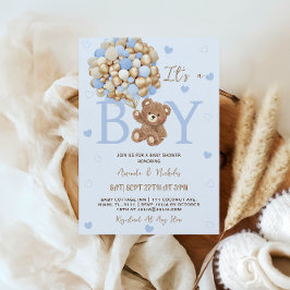 ブルーベア男の子の赤ちゃんシャワー 招待状