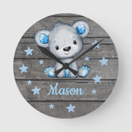 ブルーベア素朴木製アクリル製壁時計ラウンド ラウンド壁時計