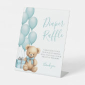 ブルーベア赤ちゃんシャワーおむつラッフル 台座サイン (正面)
