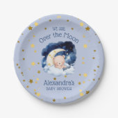 ブルーベア金ゴールドが月の赤ちゃんシャワーを浴びる ペーパープレート (正面)