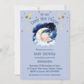 ブルーベア金ゴールドが月の赤ちゃんシャワーを浴びる 招待状 (正面)