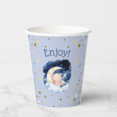 ブルーベア金ゴールドが月の赤ちゃんシャワーを浴びる 紙コップ (正面)