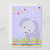 ブルーベイビーエレファントのパーソナライズパーティー 招待状 (裏面)