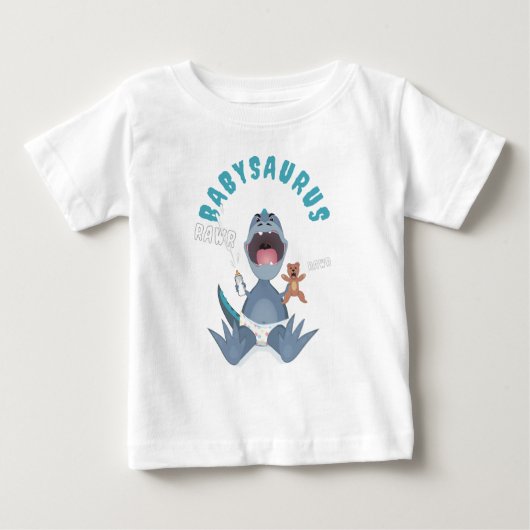ブルーベイビーザウルスT-Rex ベビーTシャツ (正面)