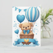 ブルーベイビーシャワーテディベア🧸 招待状 (スタンド正面)