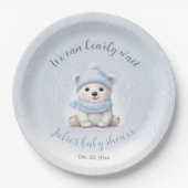 ブルーベイビーシャワーパーティーの紙皿 We Can Bearly Wait ペーパープレート (正面)