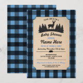 ブルーベイビーシャワー ウッドランド  lumberjack 招待状 (正面/裏面)