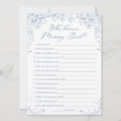 ブルーベイビーシャワー 誰がママのことを一番知っている？ ゲームカード 招待状 (正面)