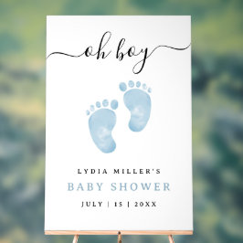 ブルーベイビーフィートベビーシャワーのお出迎えサイン 男の子 アクリルサイン