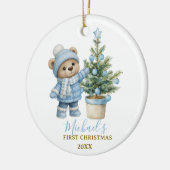 ブルーベイビーベアの最初のクリスマス記念品 セラミックオーナメント (左)