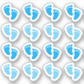 ブルーベイビーボーイの足跡　新生児のお知らせ シール (正面)