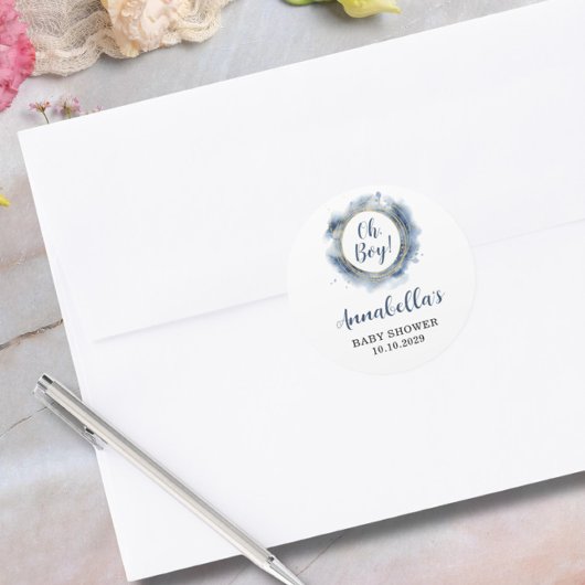 ブルーベイビーボーイシャワー ラウンドシール