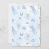 ブルーベイビーボーイ ウォーターカラー ベビーシャワー 招待状 (裏面)