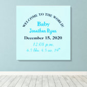 ブルーベイビーボーイ 誕生統計 キャンバスプリント (インサイチュ (ウッドフロア))