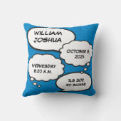 ブルーベイビーボーイ 誕生記念 絵本スタイルの楽しい記念品 クッション (裏面)