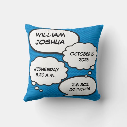 ブルーベイビーボーイ 誕生 統計 ファン コミックブック 記念品 クッション (裏面)