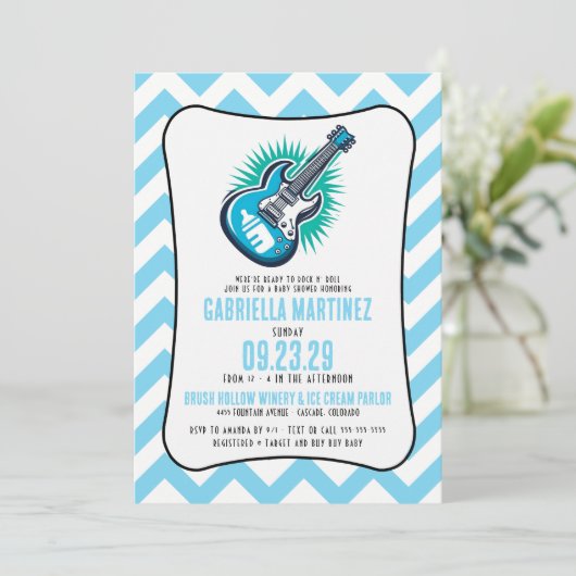 ブルーベイビーロックベイビーシャワー 招待状 (スタンド正面)