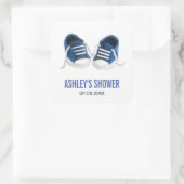 ブルーベイビー スニーカー ベビーシャワーステッカー、ギフトタグ スクエアシール (バッグ)